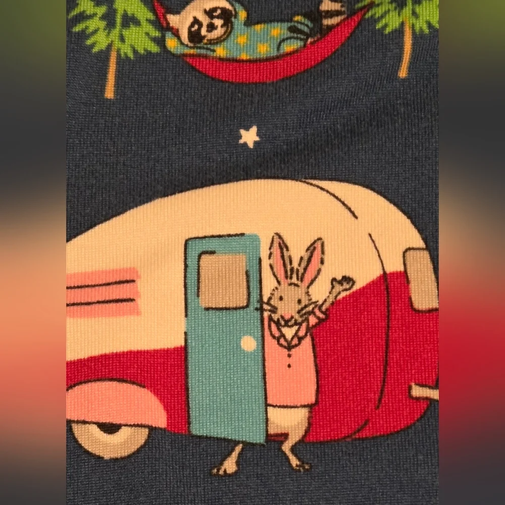 Secret Treasures Nightshirt Blue Camp Trailer Whimsical Critter pattern XL